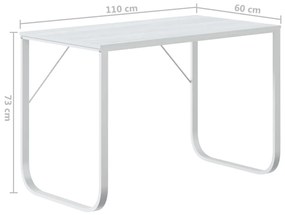 Secretária de computador 110x60x73 cm contraplacado branco