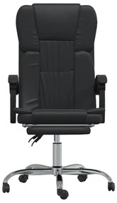 Cadeira de escritório reclinável couro artificial preto