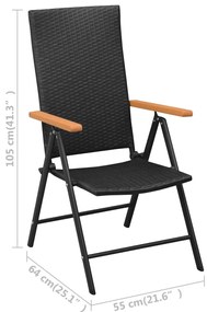 7 pcs conjunto de jantar para jardim preto e castanho