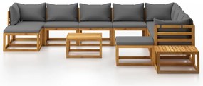 12 pcs conjunto lounge de jardim com almofadões acácia maciça