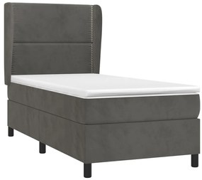 Cama com molas/colchão 80x200 cm veludo cinza-escuro