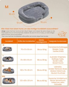 Cama para cães com bordas elevadas 76 x 51 x 18 cm cinza