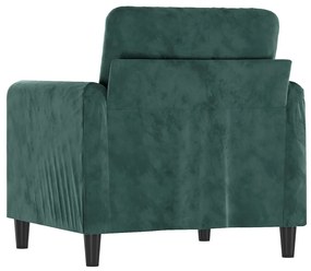 Poltrona 60 cm veludo verde-escuro