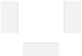 4pcs móveis de parede p/ TV c/ LEDs derivados de madeira branco