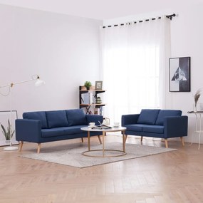 vidaXL 2 pcs conjunto de sofás tecido azul
