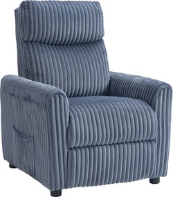 HOMCOM Poltrona Relax Reclinável Manual Estofada em Veludo com Apoio para Pés 73x86x100 cm Azul Escuro | Aosom Portugal