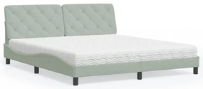 vidaXL Cama com colchão 180x200 cm veludo cinzento-claro