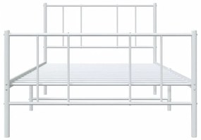 Estrutura de cama com cabeceira e pés 107x203 cm metal branco