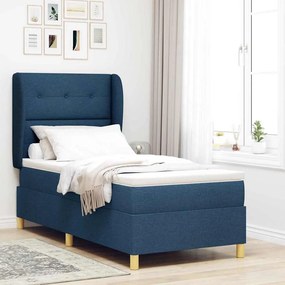 vidaXL Cama Box Springs com Colchão Cinza Escuro 90x190 cm Azul tecido