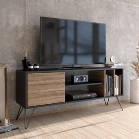 Móvel TV Mistico – Walnut/Preto – 140x58,7x35,5 cm