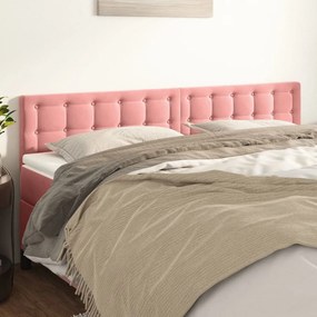 vidaXL Cabeceira de cama 2 pcs veludo 90x5x78/88 cm rosa
