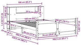 Cama com estante sem colchão 160x200 cm pinho maciço