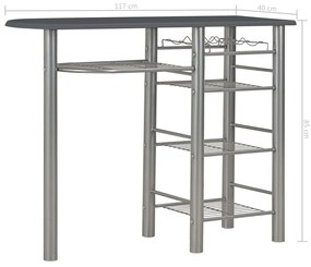 3 pcs conjunto de bar com prateleiras madeira e aço preto