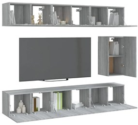 Conjunto móveis de TV 7 pcs madeira processada sonoma cinza
