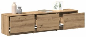 Gabinete de TV com LED Carvalho Artesanal 165x34x40 cm Madeira de Enge