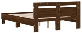 Estrutura cama cabeceira/luzes LED 120x200 cm carvalho castanho
