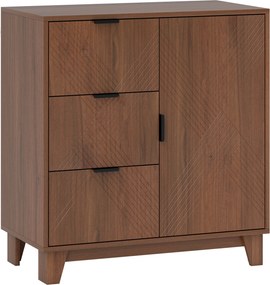HOMCOM Aparador para Sala Móvel de Arrumação com Porta 3 Gavetas e Prateleira Ajustável 75x39x80 cm Efeito Madeira Marrom | Aosom Portugal