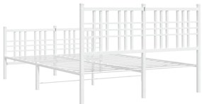 Estrutura de cama com cabeceira e pés 120x200 cm metal branco