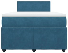 Cama boxspring com colchão 120x200 cm veludo azul