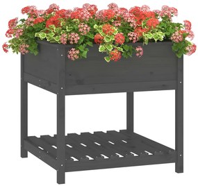 Vaso/floreira com prateleira 82,5x82,5x81 cm pinho maciço cinza