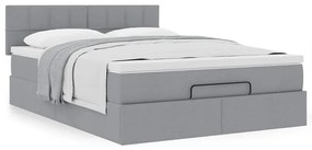 Cama otomana com colchão 140x190 cm tecido cinzento claro
