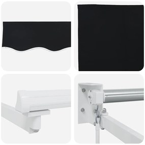 Toldo Retrátil Manual Preto 450x300 cm