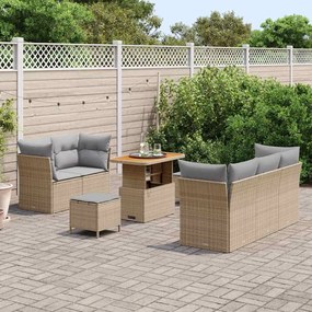 Conjunto de Sofá de Jardim vidaXL 8 Peças com Almofadas Bege Poliratta