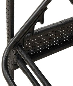 Espreguiçadeira com almofada preta 63x200x81 cm vime sintético (apenas