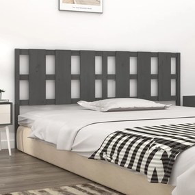 Cabeceira de cama 125,5x4x100 cm pinho maciço cinzento