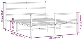 Estrutura de cama com cabeceira e pés 160x200 cm metal preto