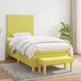 vidaXL Cama com molas/colchão 80x200 cm tecido verde-claro