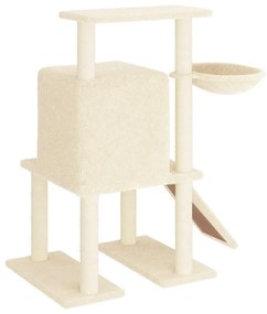 Árvore para gatos c/ postes arranhadores sisal 96,5 cm creme