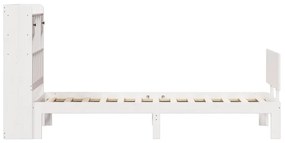 Cama com estante sem colchão 100x200 cm pinho maciço branco