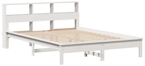 Cama com estante sem colchão 140x200 cm pinho maciço branco