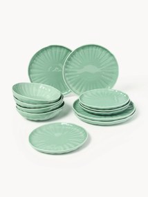 Conjunto de loiça em porcelana com relevo Sali, 4 pessoas, conjunto de 12