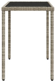 Mesa jardim c/ tampo de vidro 115x54x74 cm vime PE cinza-claro