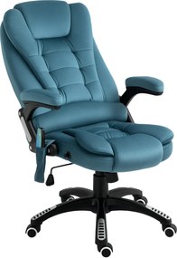 Cadeira de Escritório com 6 Pontos de Massagem Reclinável até 130° com Função de Aquecimento 68x72x110-120 cm Azul