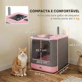 Caixa de Areia Fechada para Gatos M com Tampa, Saída Superior, Pá, Filtros Desodorizantes, Fácil de Limpar, Rosa