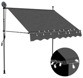 vidaXL Toldo retrátil manual com LED 150 cm antracite