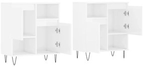 Aparadores 2 pcs derivados de madeira branco brilhante