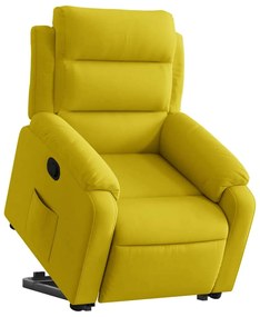 Poltrona reclinável elevatória veludo amarelo