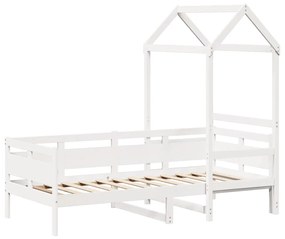 Sofá-cama c/ telhado 90x190 cm madeira de pinho maciça branco