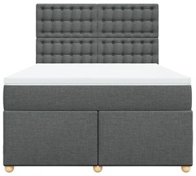 Cama com molas/colchão 160x200 cm tecido cinzento-escuro