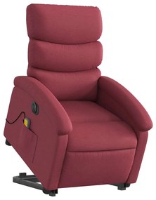 Poltrona elevatória de massagens elétrica tecido vermelho tinto