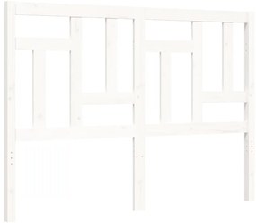 Estrutura de cama de casal c/ cabeceira madeira maciça branco