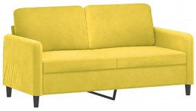 3 pcs conjunto de sofás veludo amarelo