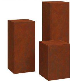 vidaXL Suporte para Plantas 3 pcs Ferro Enferrujado