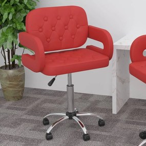 vidaXL Cadeira de jantar giratória couro artificial vermelho tinto