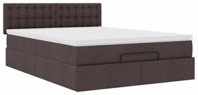 Cama otomana com colchão 140x190 cm tecido castanho escuro