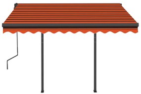 Toldo automático LED/sensor de vento 3,5x2,5m laranja/castanho